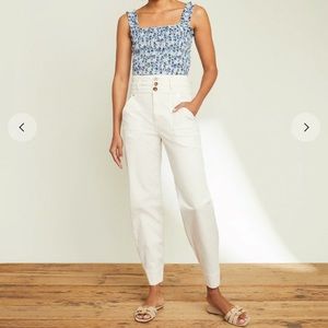 NWT Veronica Beard Marley Convertible Pant in Ecru